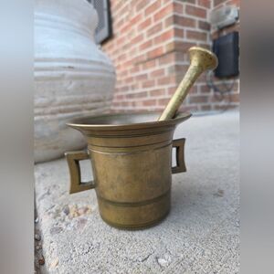 Brass Mortar & Pestle Pharmacy Decor Major Apothecary Tool Set Vtg